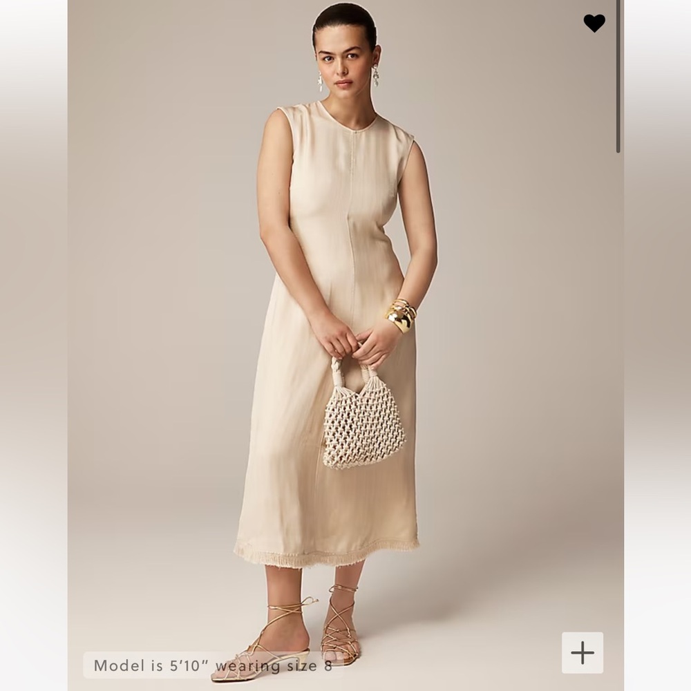 J.Crew Fringe-trim dress in glossy twill